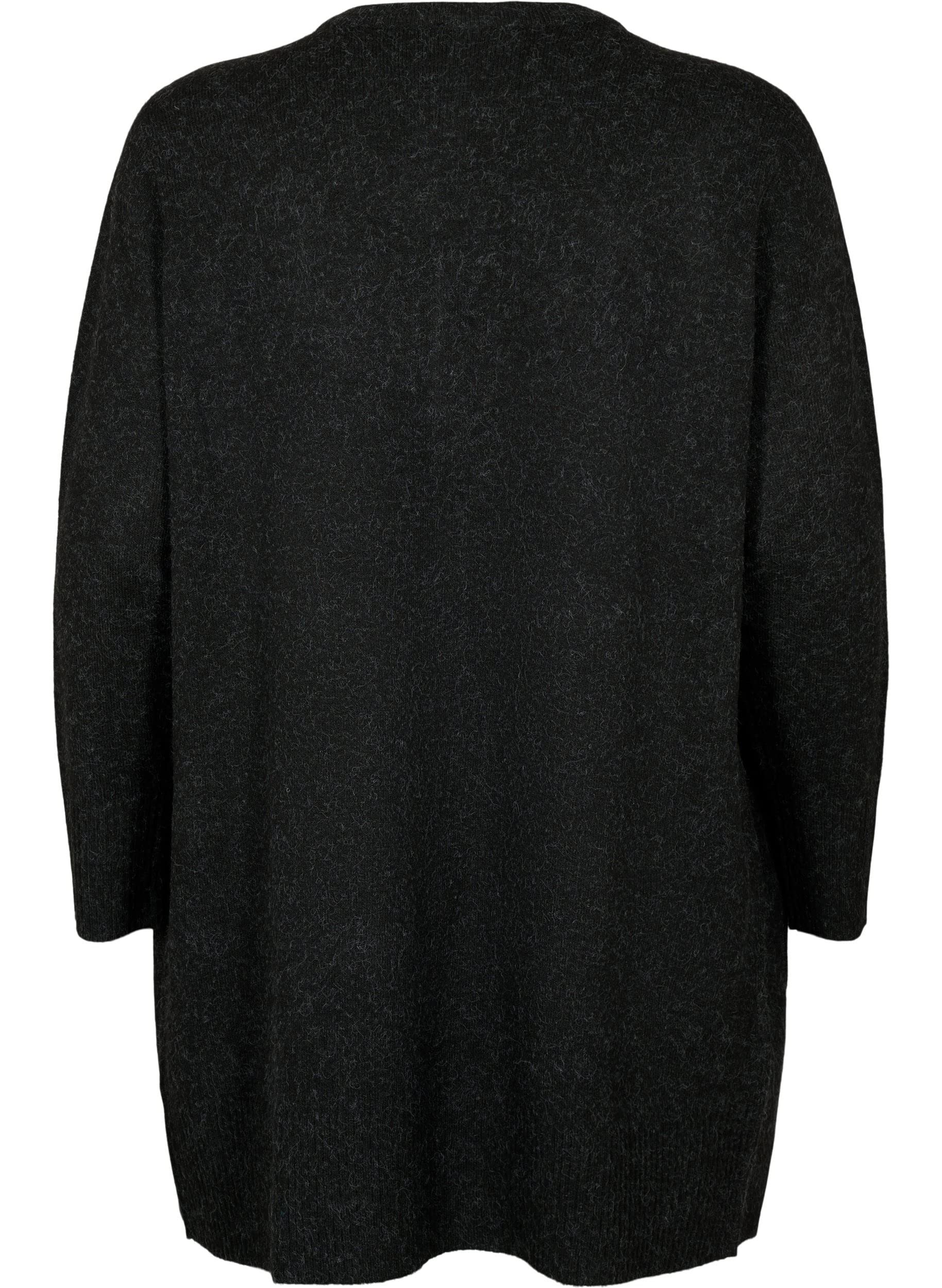 Zizzi Cardigan Lang Meliert mit Taschen Damen