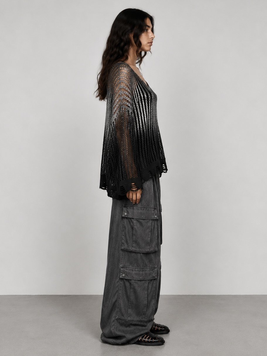 Sanctamuerte Maglieria Maxi Maglia Over Pullover V-Ausschnitt