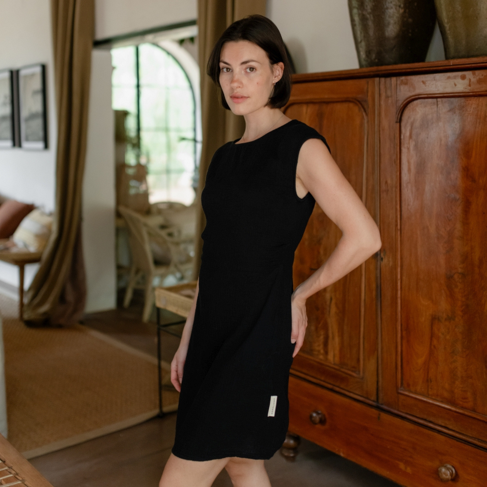 NORDLICHT Jule Musselin Kleid Schwarz Bio-Baumwolle