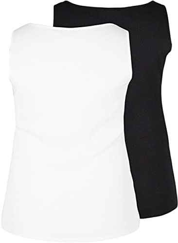 Zizzi T-Shirts Tanktop Damen 2er Pack Ripp Baumwolle