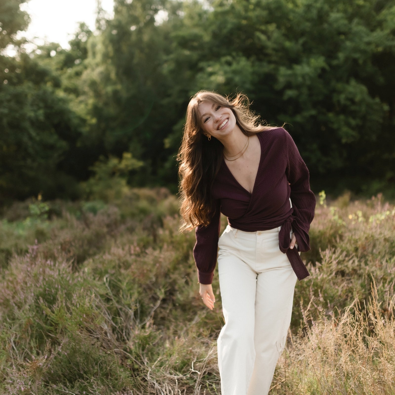 Nordlicht Freda Musselin Wickelbluse Cherry
