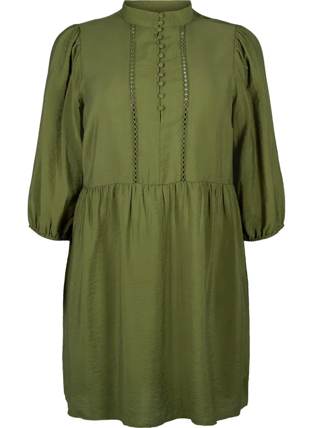 Zizzi Hemdkleid Viskose 3/4-Ärmel große Größen Spitze
