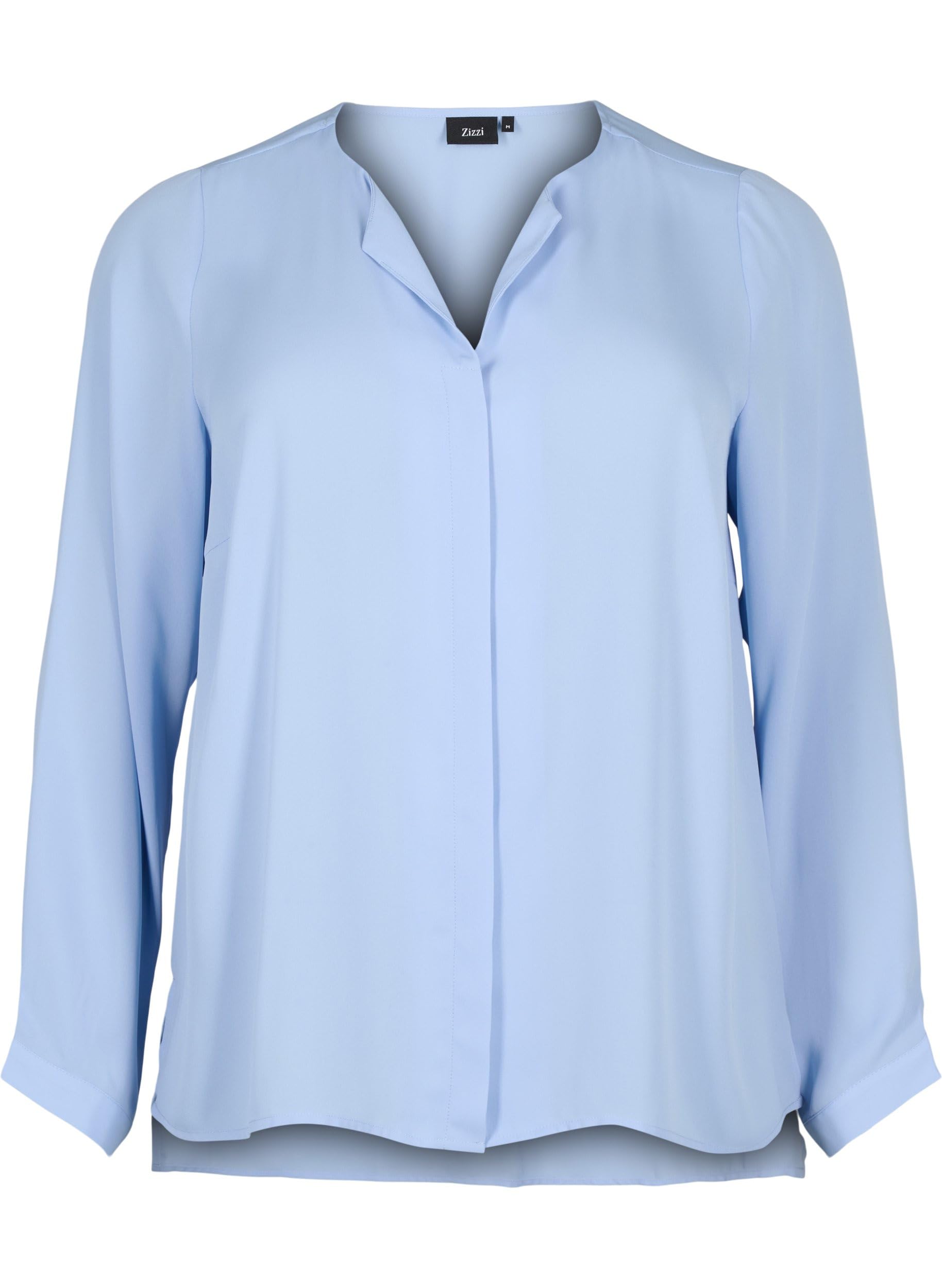 ZIZZI Shirt V-Ausschnitt Langarm Große Größen Hemd-Bluse