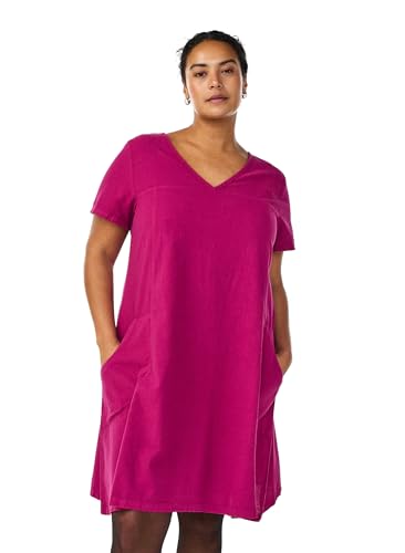 Zizzi Kleid Baumwolle Kurzarm V-Ausschnitt Große Größen
