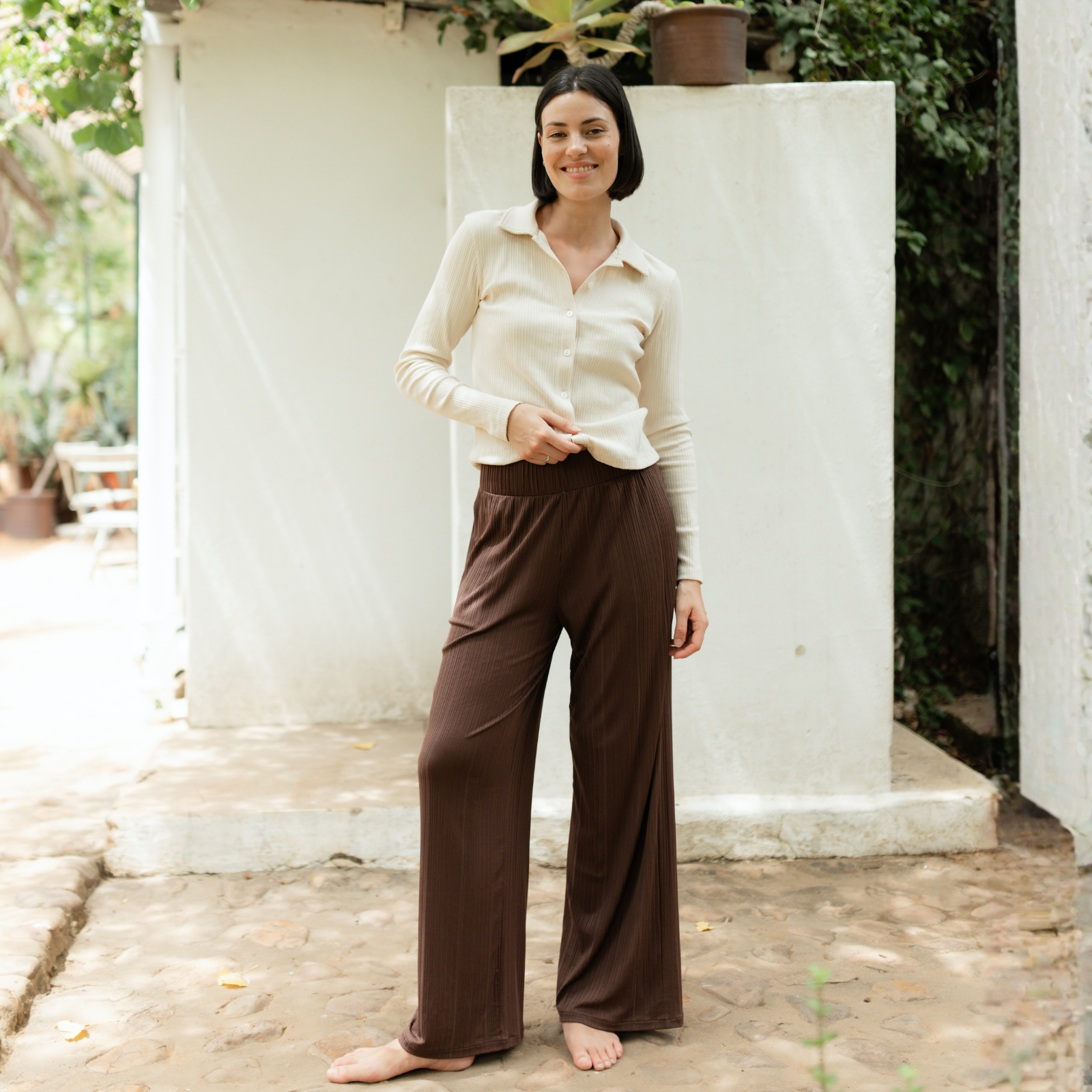 Nordlicht Lucy Fließende Weite Hose Tencel Braun
