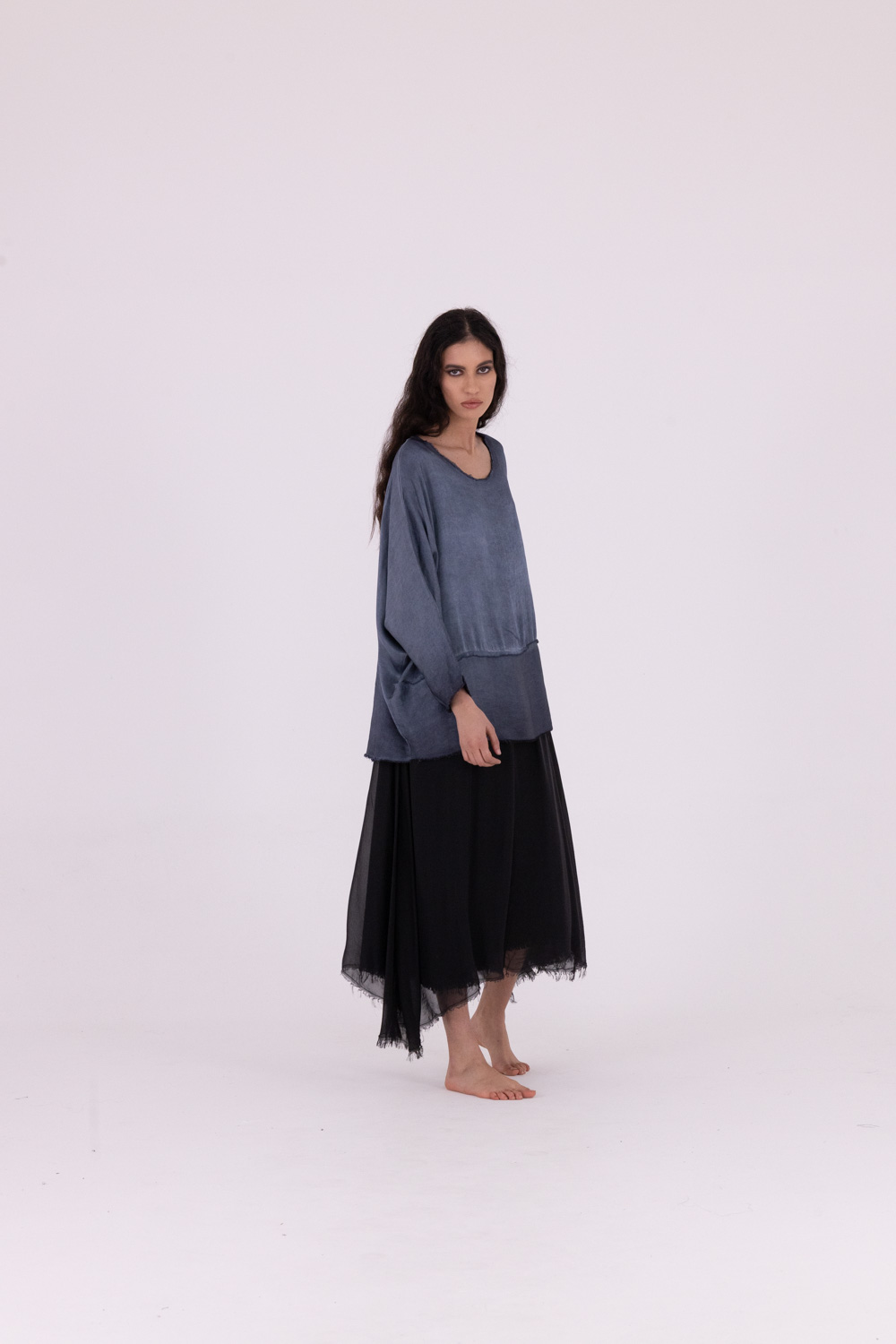Sanctamuerte T-Shirt Girocollo Langarm T-Shirt Viskose