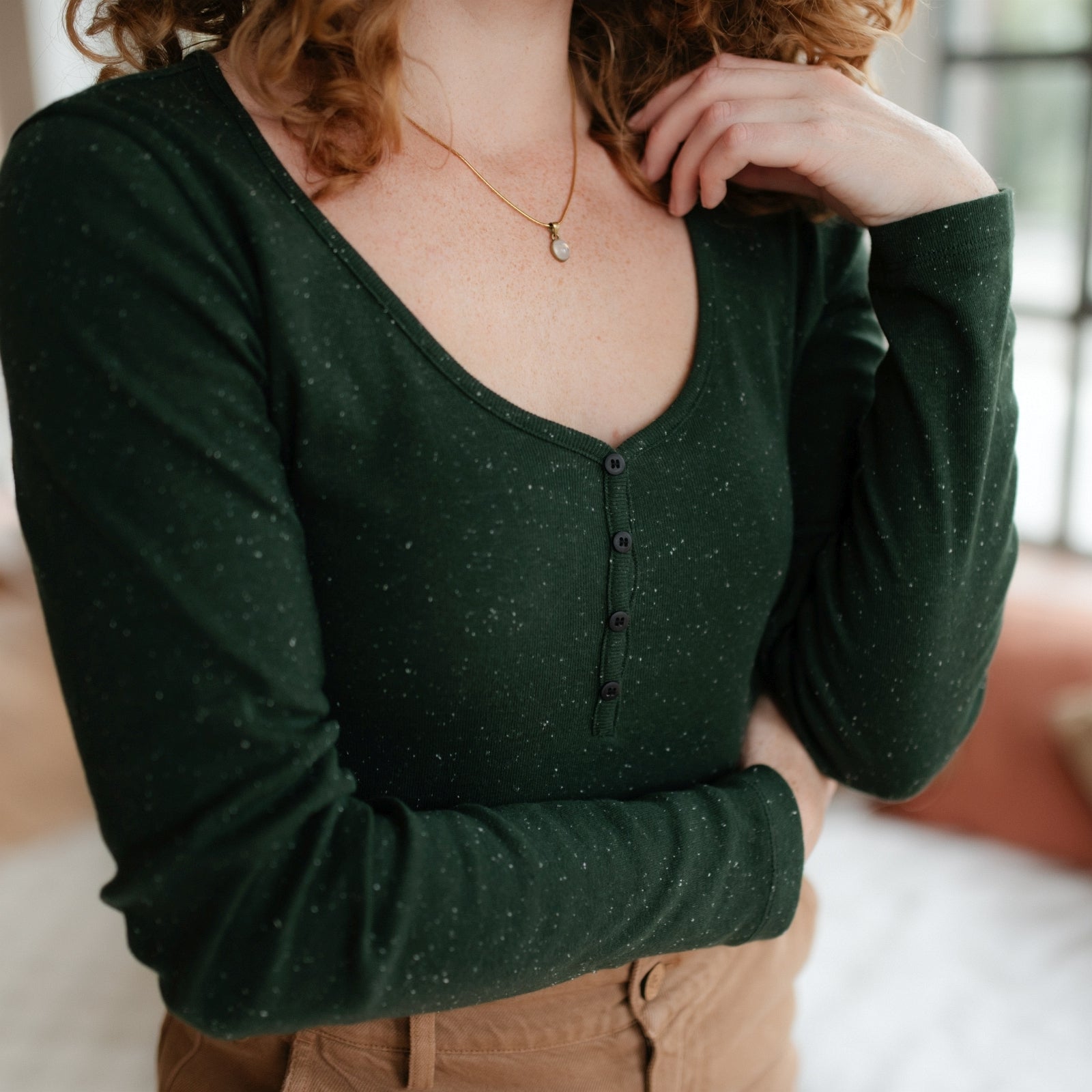 Nordlicht Hedda Rippshirt Longsleeve Gepunktet Bio
