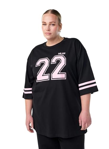 Zizzi T-Shirt Oversize Baumwolle College 3/4-Arm