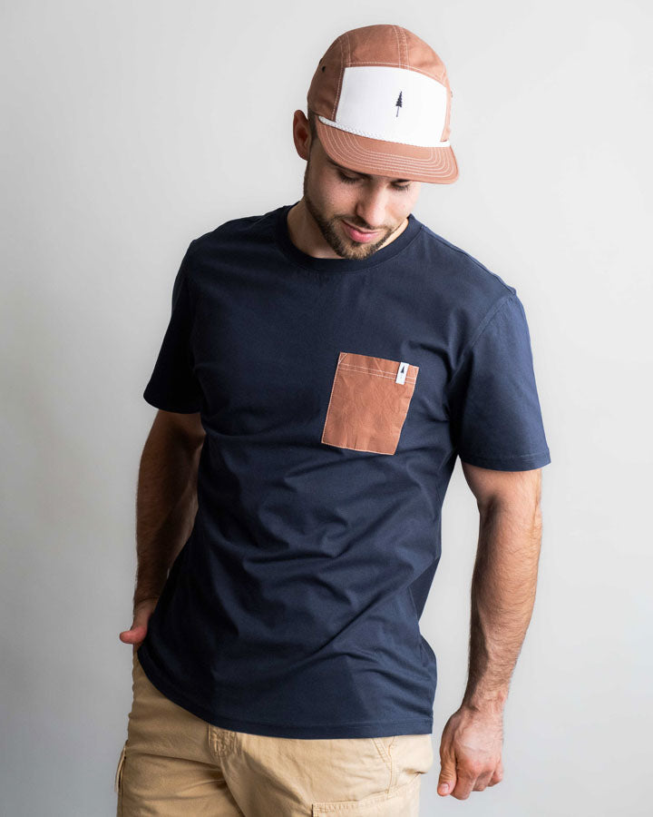 NIKIN TreeShirt Pocket Spatz T-Shirt Dark Navy Bio-Baumwolle