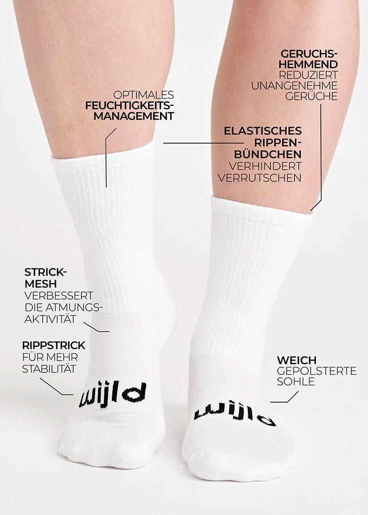 Wijld Woodsocks Tennissocken Run Bright White 39-42