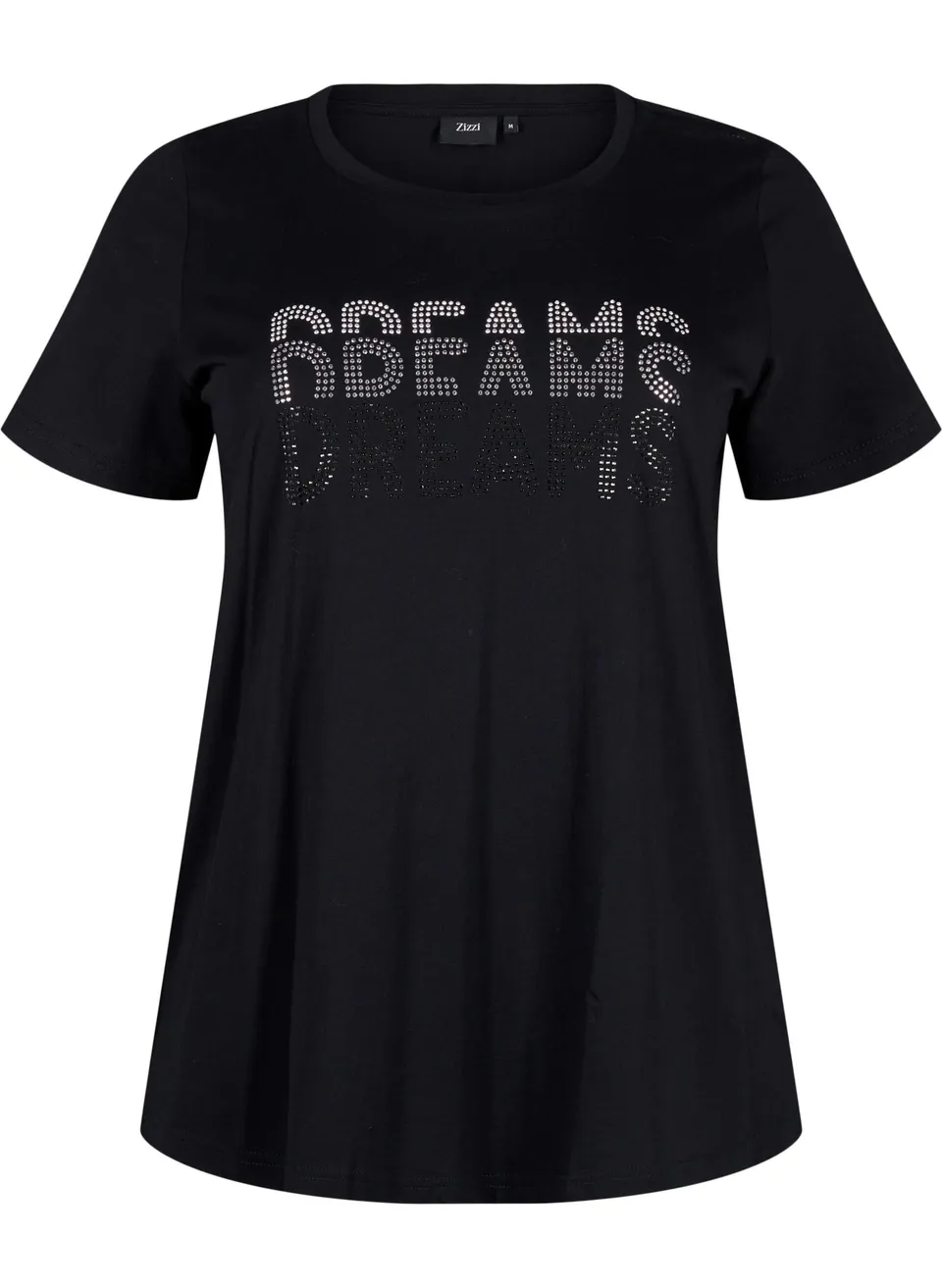 Zizzi T-Shirt Baumwolle Rundhals Strass Große Größen 42-60