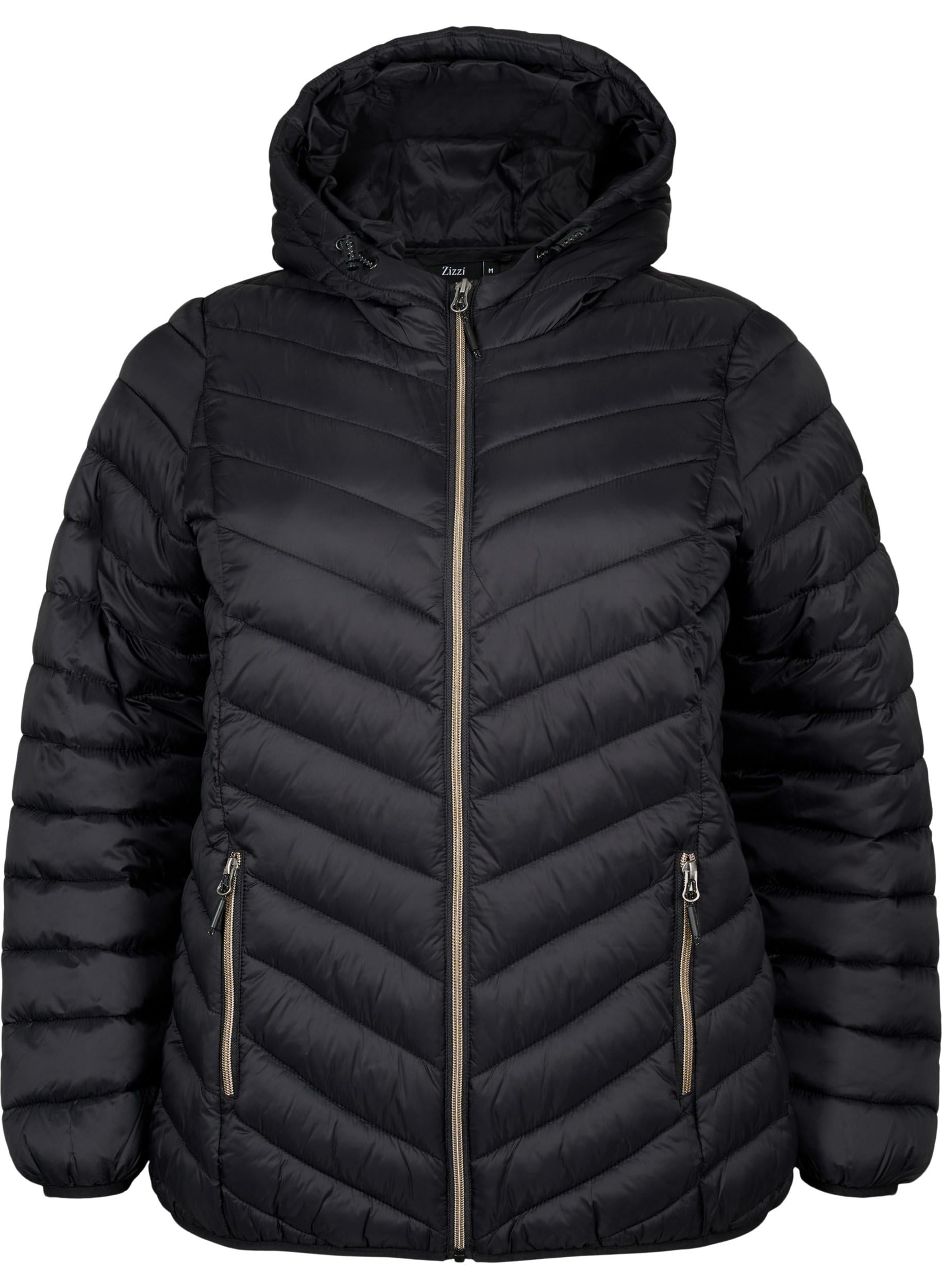 Zizzi Steppjacke mit Kapuze Schwarz Große Größen