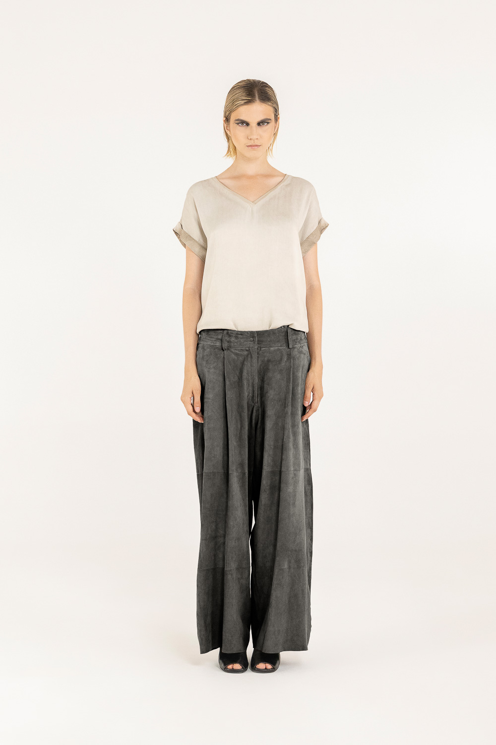 Sanctamuerte Pantaloni Palazzo Hose Echt-Wildleder Weit