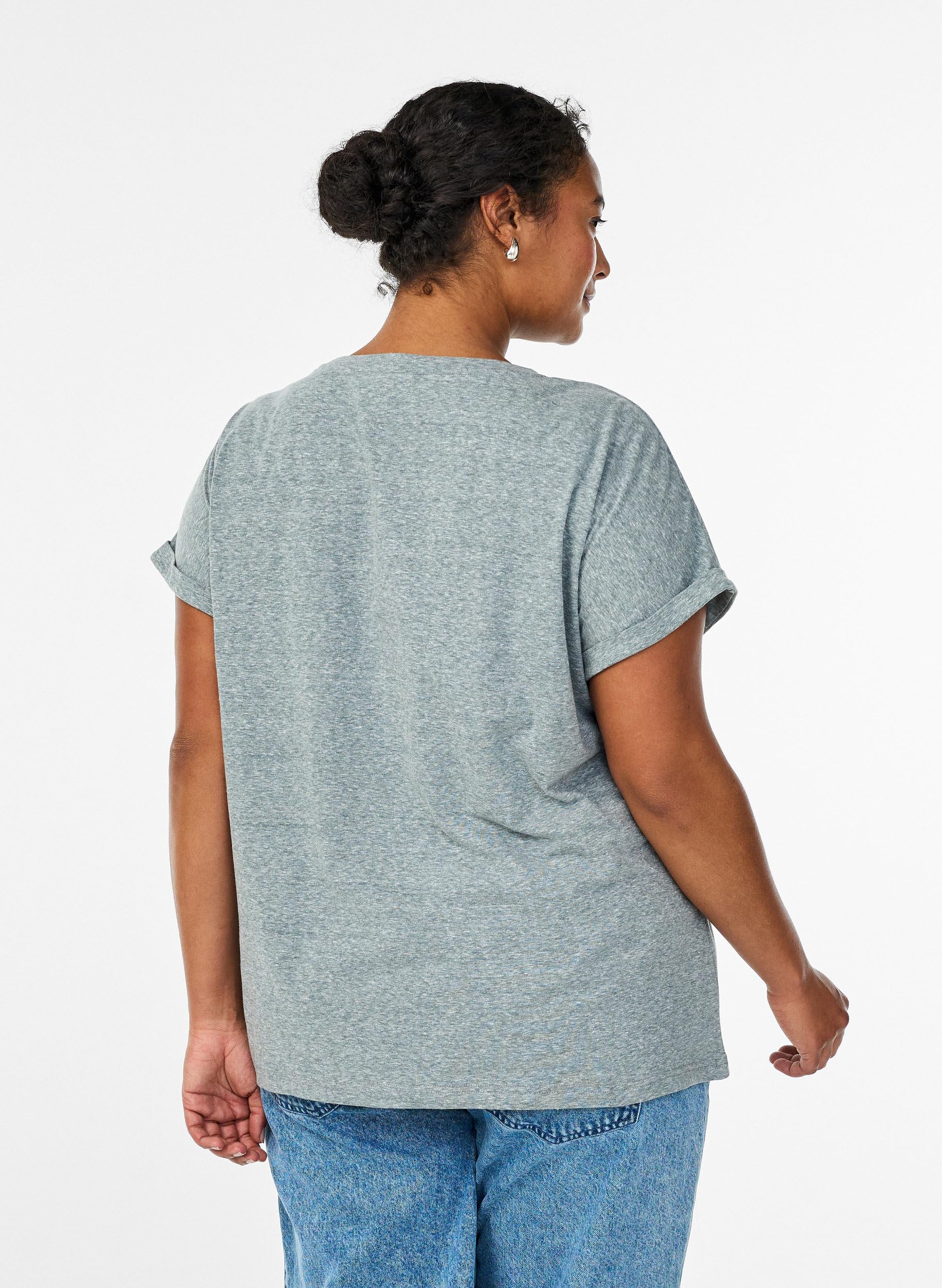 Zizzi T-Shirt Baumwolle Rundhals Kurzarm Balsam Green