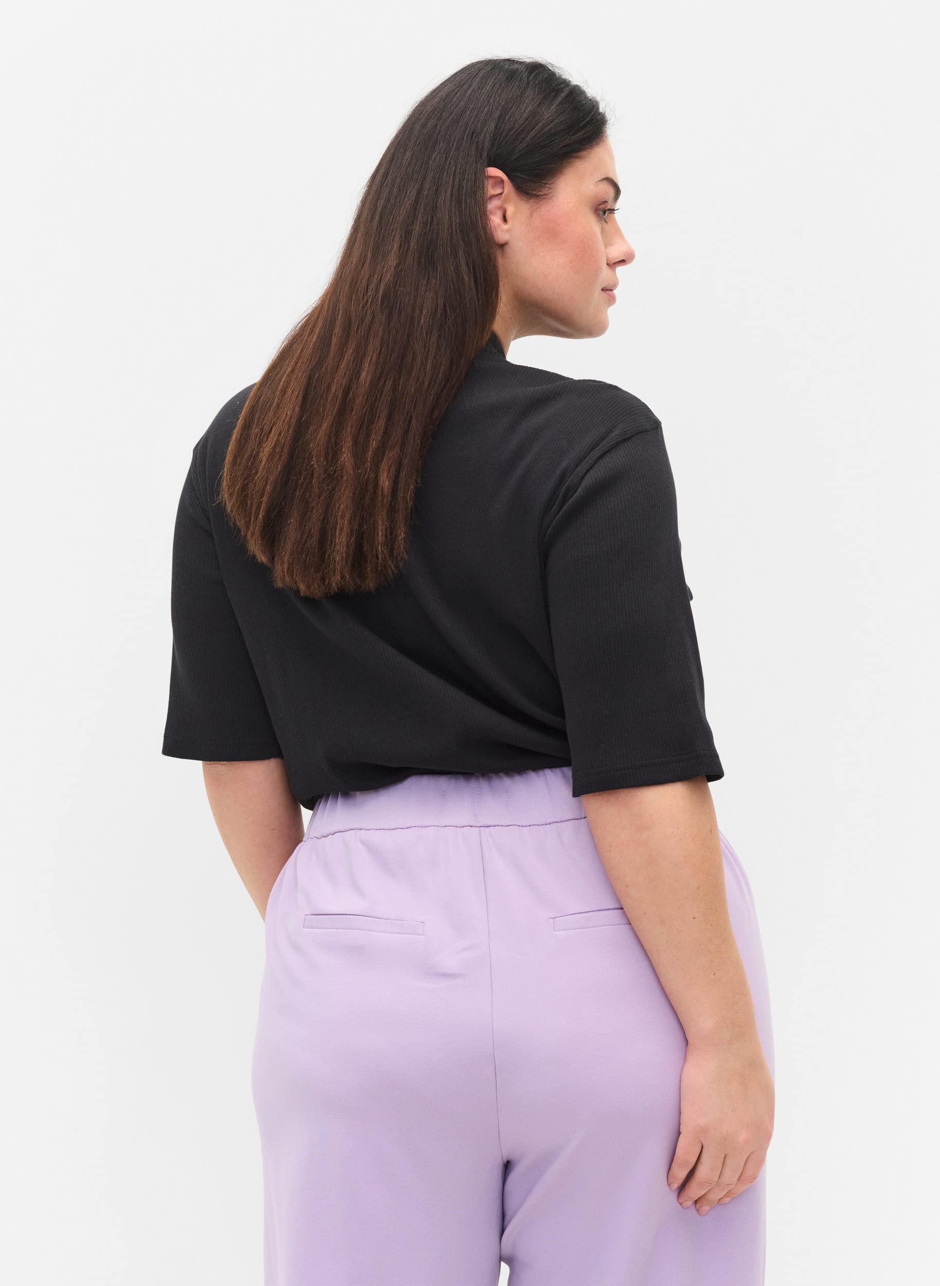 Zizzi Bluse Damen High Neck Baumwolle Halbarm