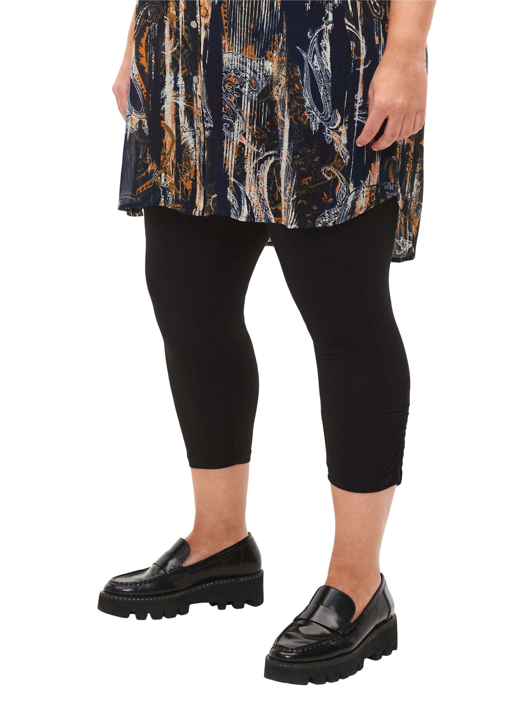 Zizzi 3/4 Leggings Viskose Stretch Rüsche Gr 46-48