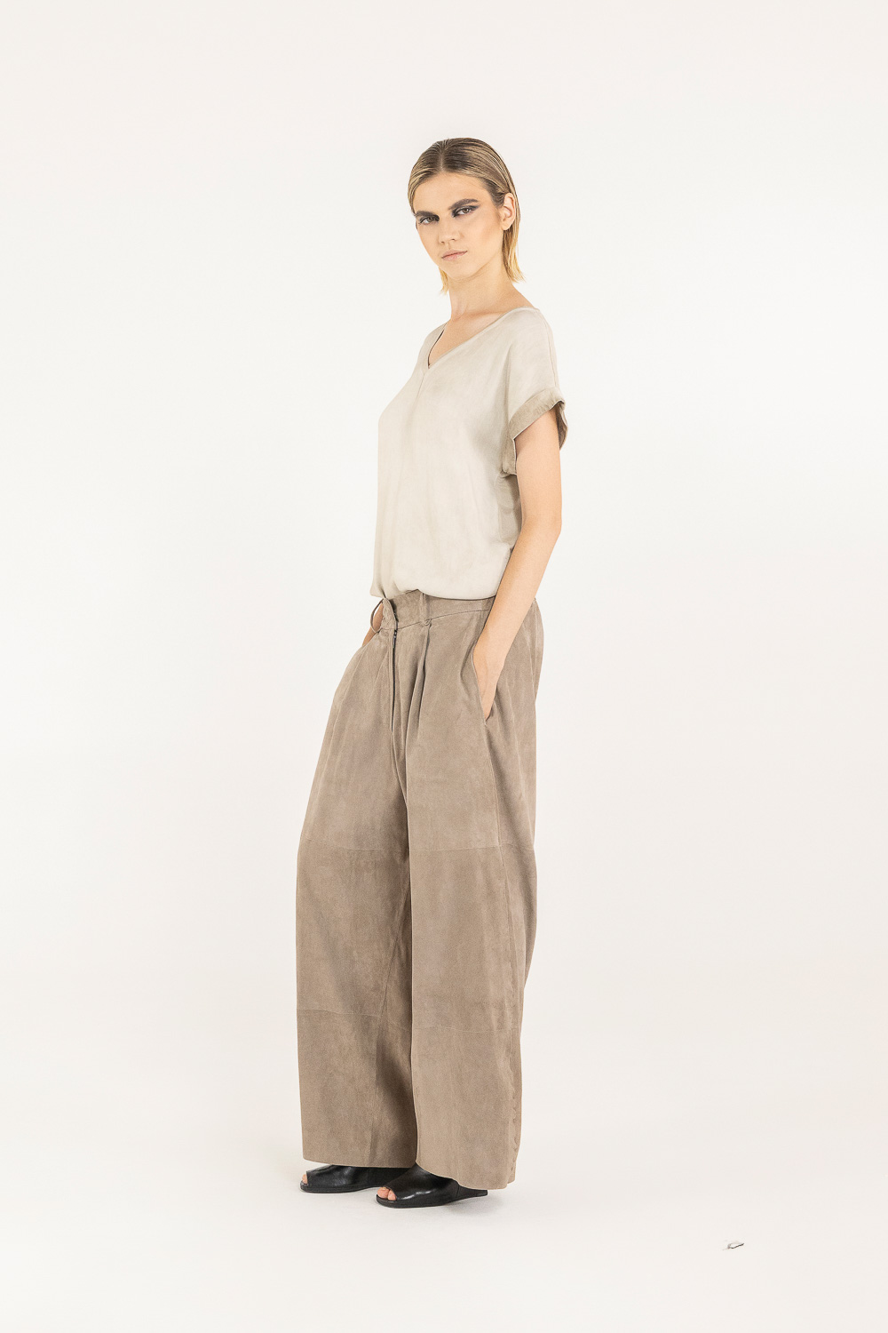 Sanctamuerte Pantaloni Palazzo Hose Echt-Wildleder Weit