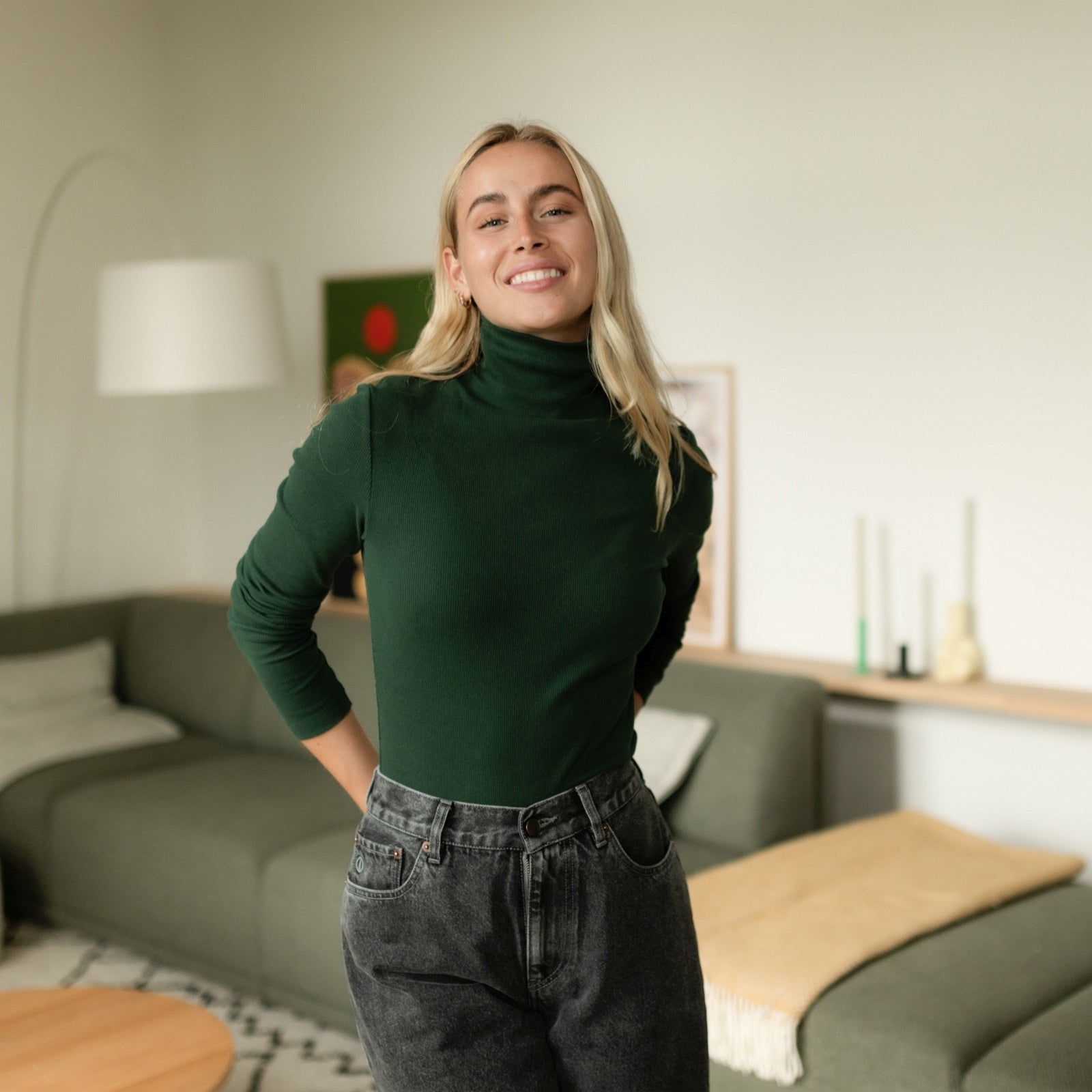 Nordlicht Dana Ripp Rollkragenshirt Waldgrün Bio