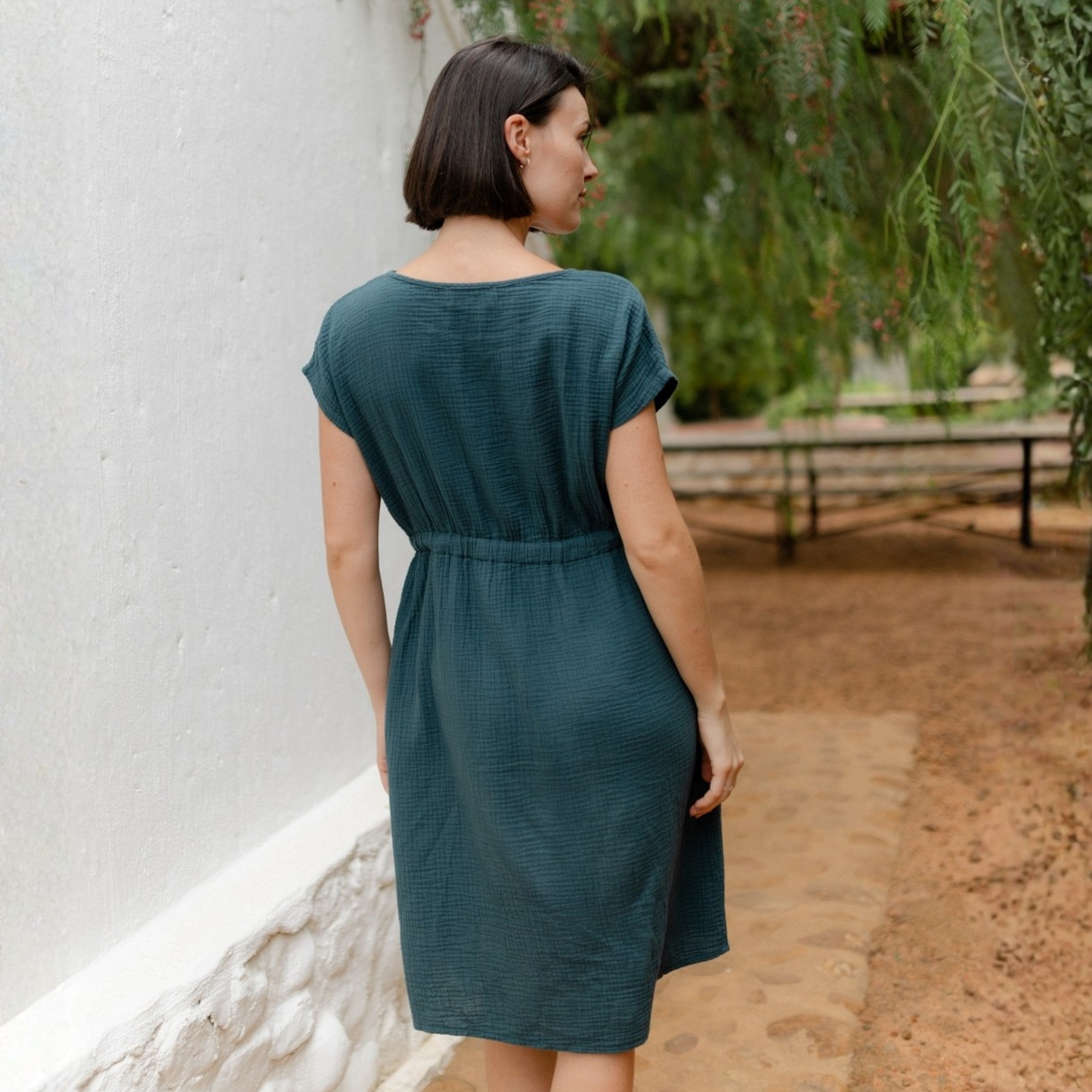 Nordlicht Eleni Musselin Kleid Knielang Grün