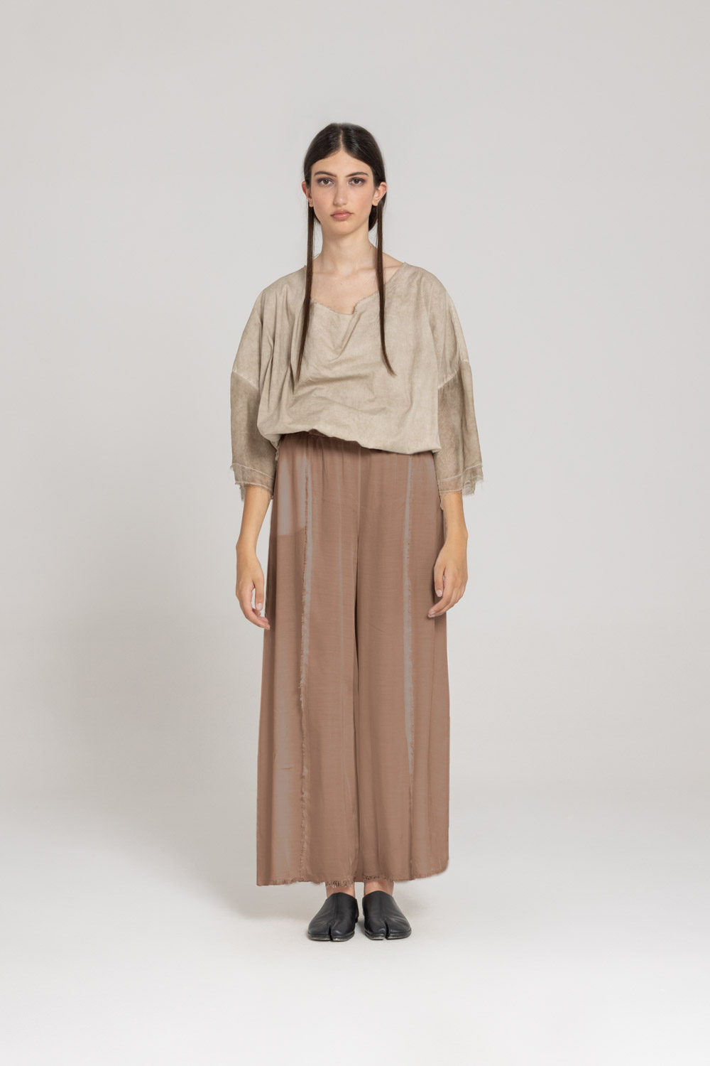 Sanctamuerte Pantaloni Palazzo Hose Viskose Satin Weit
