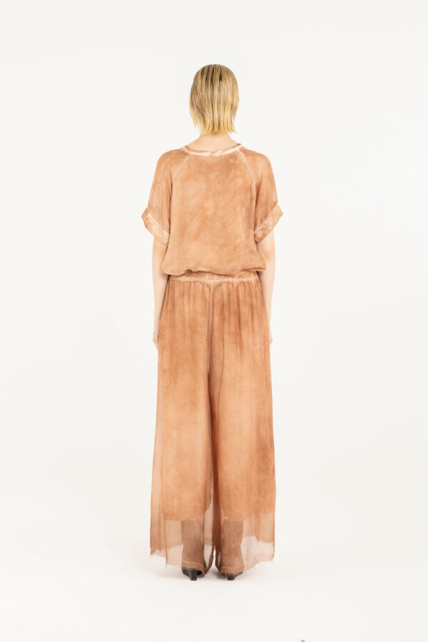Sanctamuerte Pantaloni Hose Palazzo weit Taschen Viskose Seide