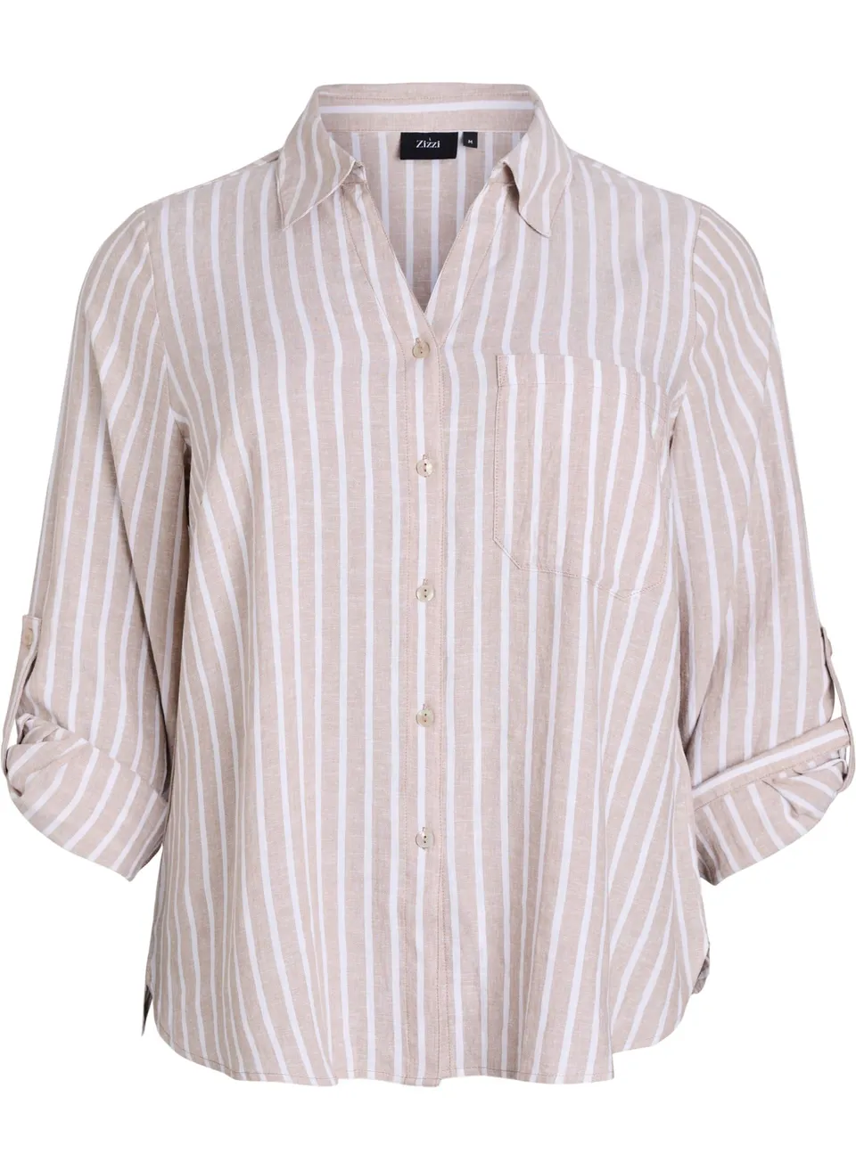 Zizzi Blouses Hemd 3/4-Ärmel Leinen-Viskose Gr. 42-60