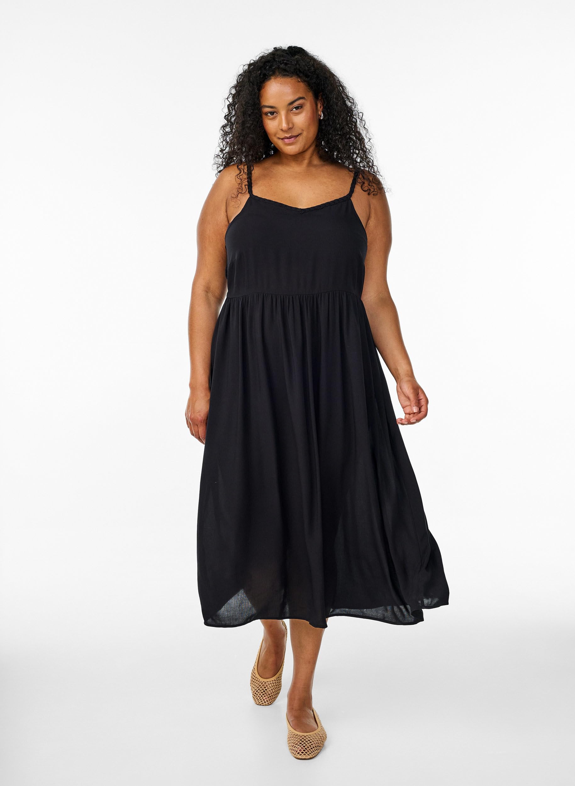 Zizzi Dresses Trägerkleid Midi Viskose Print V-Ausschnitt 42-60