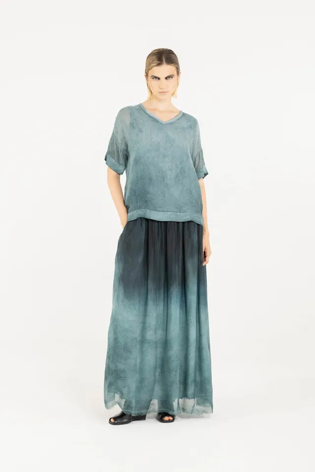 Sanctamuerte T-Shirt Ampia Shirt V-Ausschnitt Weit
