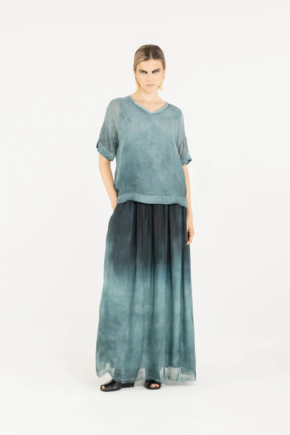 Sanctamuerte T-Shirt Ampia Shirt V-Ausschnitt Weit