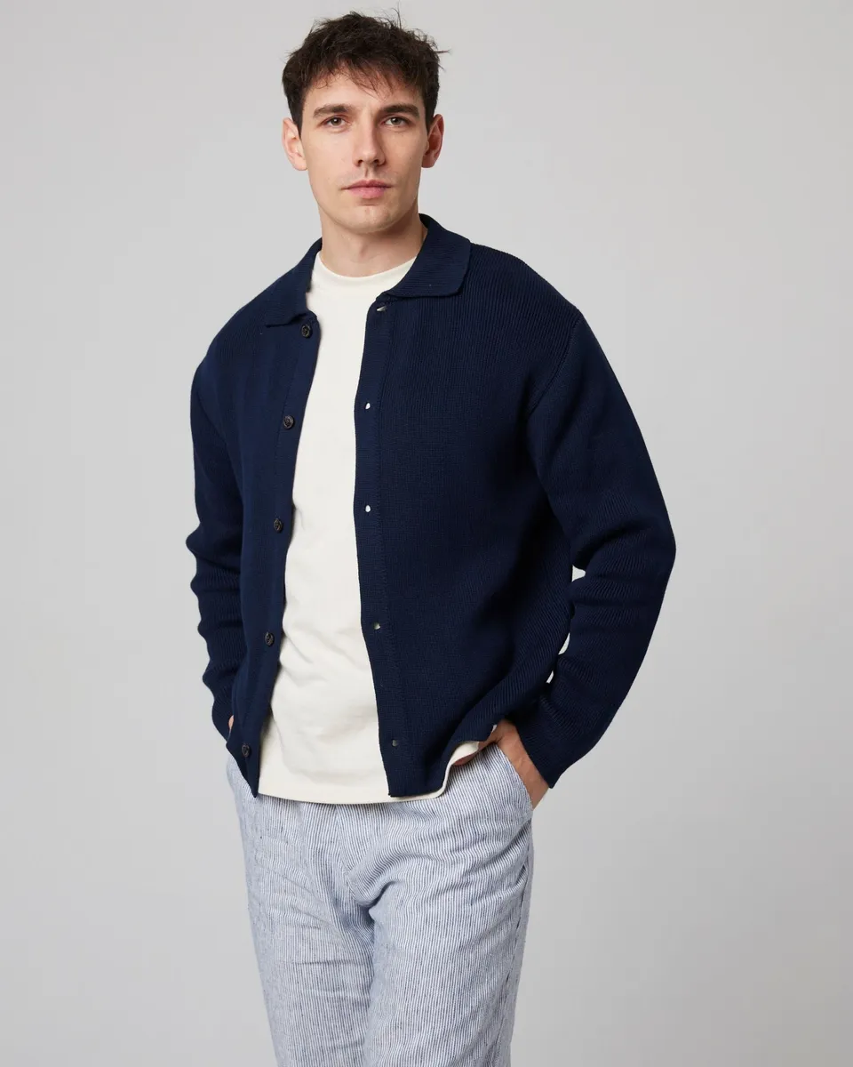 Peregrine River Knitted Shacket Strickhemd Weiß Baumwolle