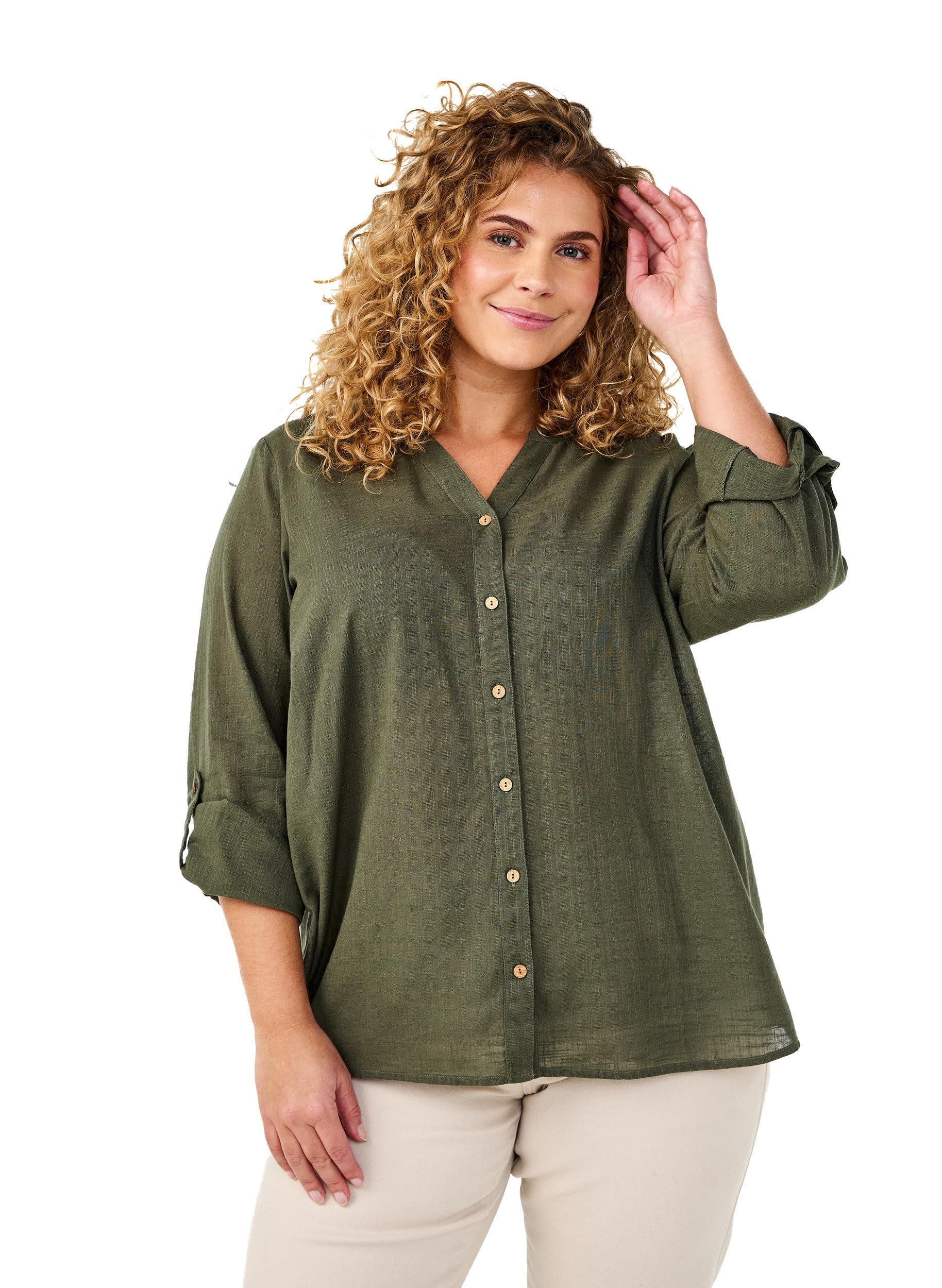 Zizzi Blouses & Shirts Bluse Birch 42-44 Baumwolle