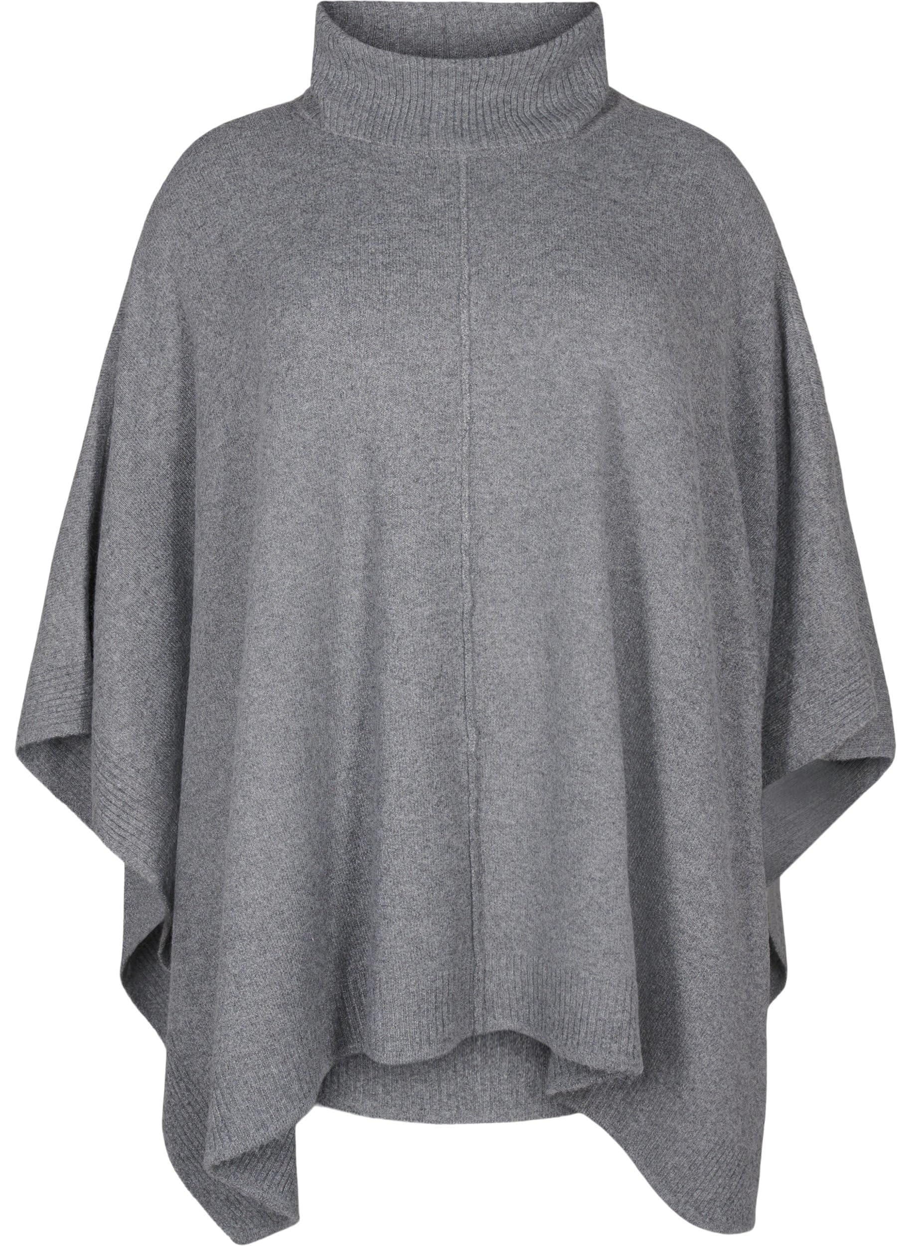 Zizzi Poncho Rollkragen Strickponcho Große Größen