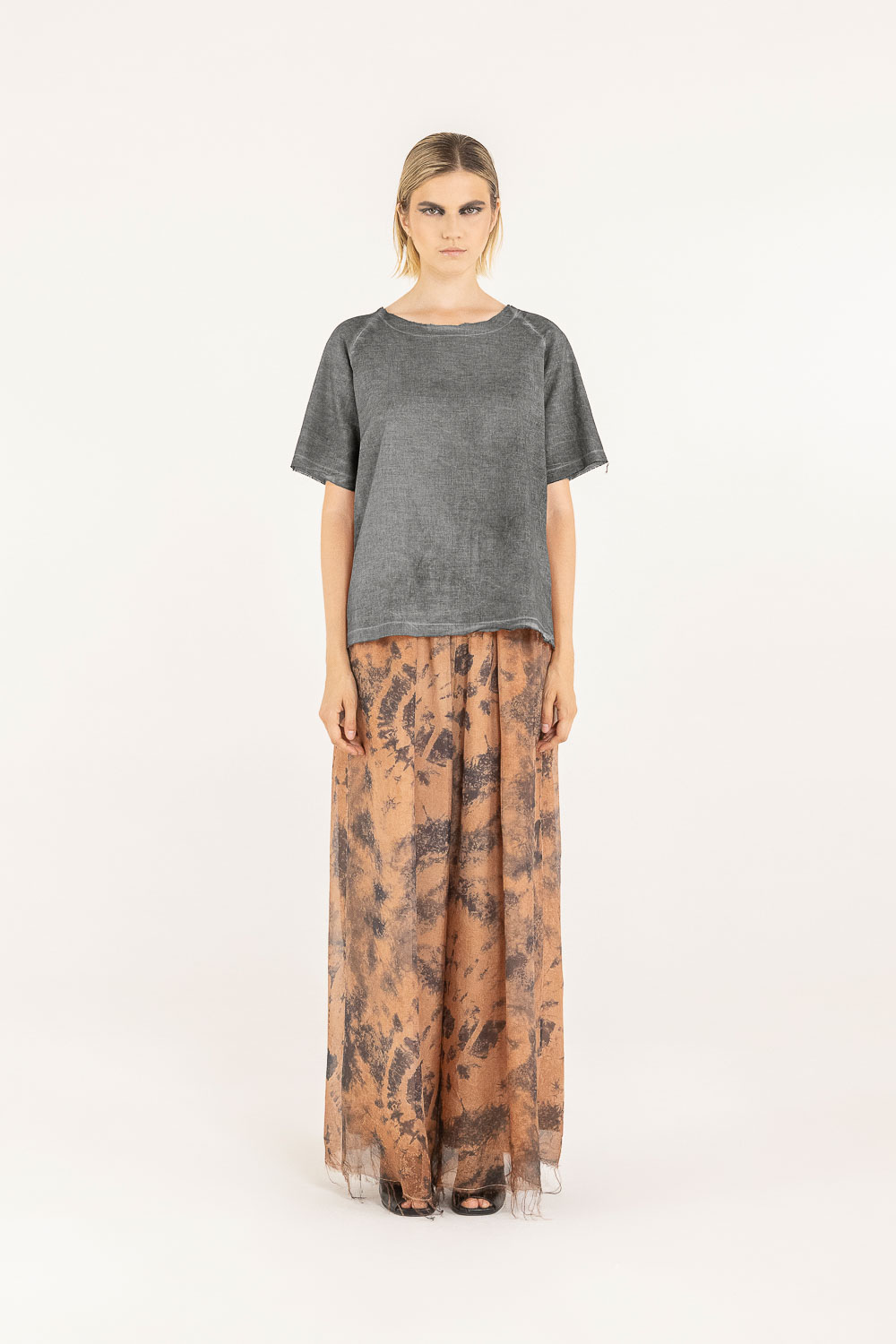 Sanctamuerte T-Shirt Ampia Shirt Musselin-Baumwolle weit