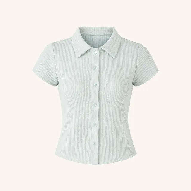 Nordlicht Aila Jersey Bluse Kurzarm Blau Bio-Baumwolle