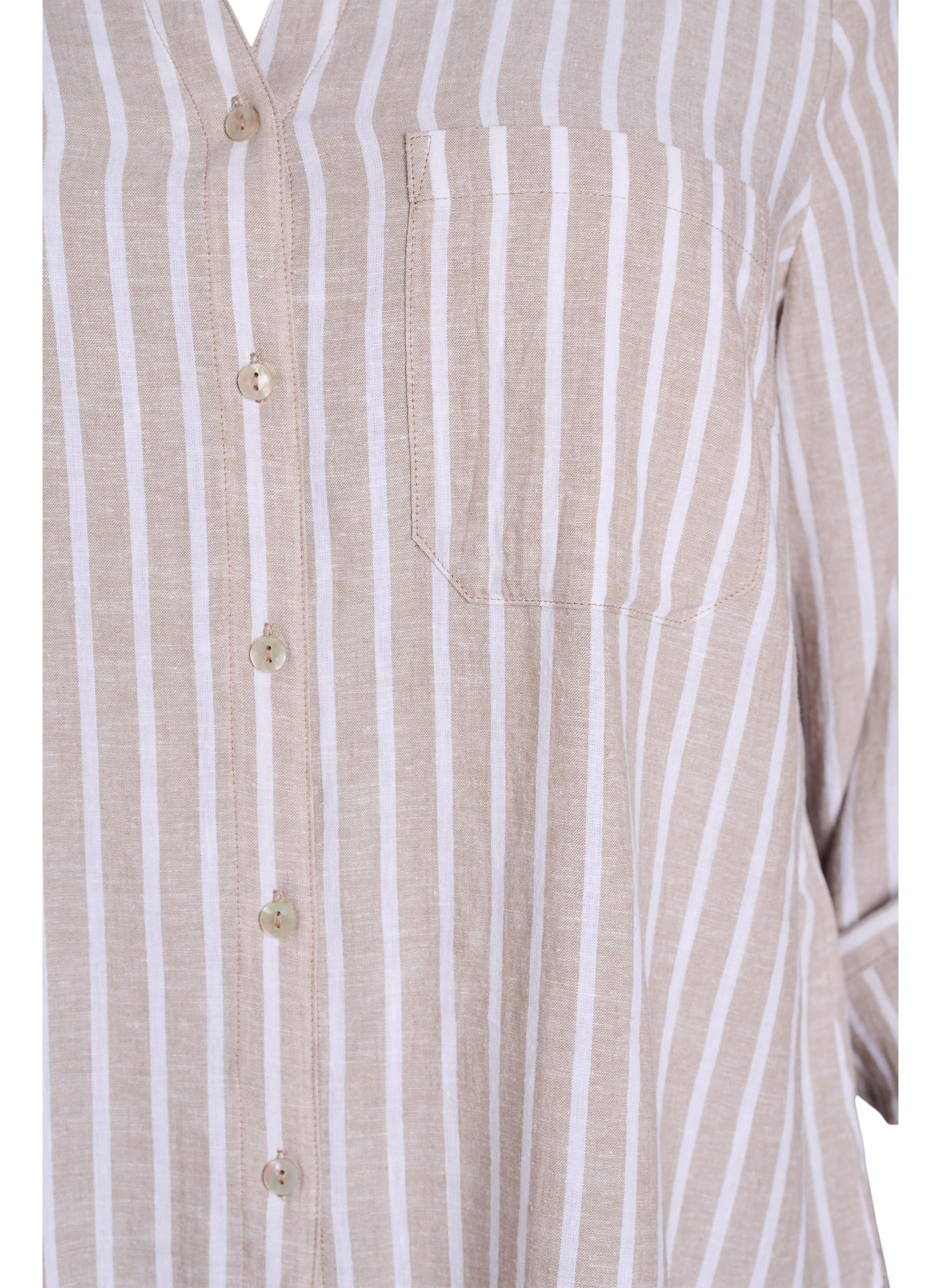 Zizzi Blouses Hemd 3/4-Ärmel Leinen-Viskose Gr. 42-60