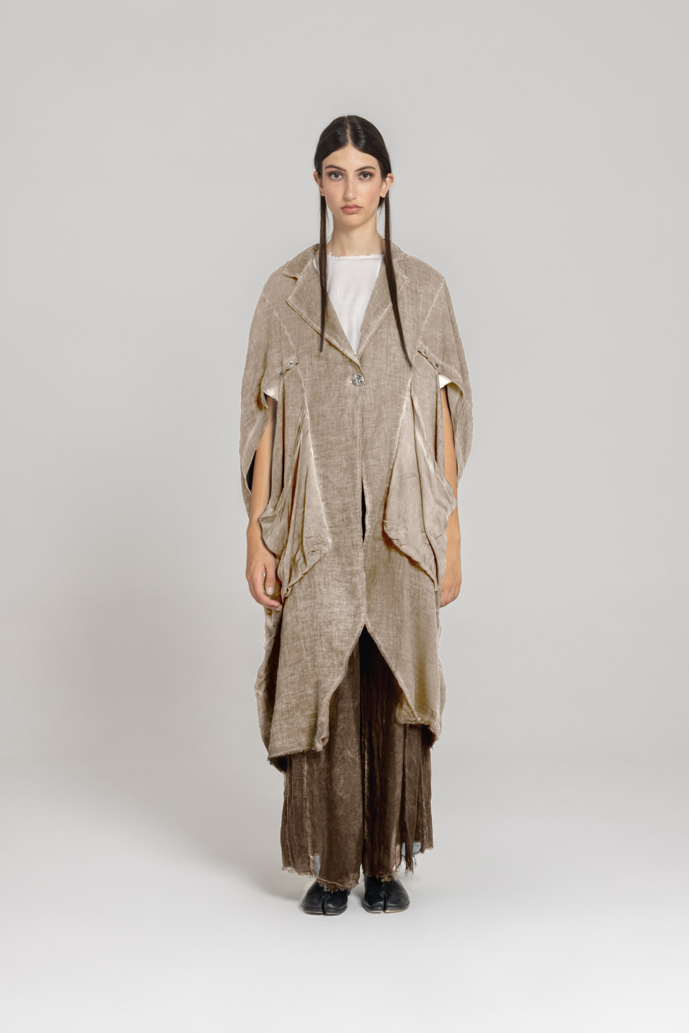 Sanctamuerte Capispalla Kimono Blazer Over Blazer Leinen