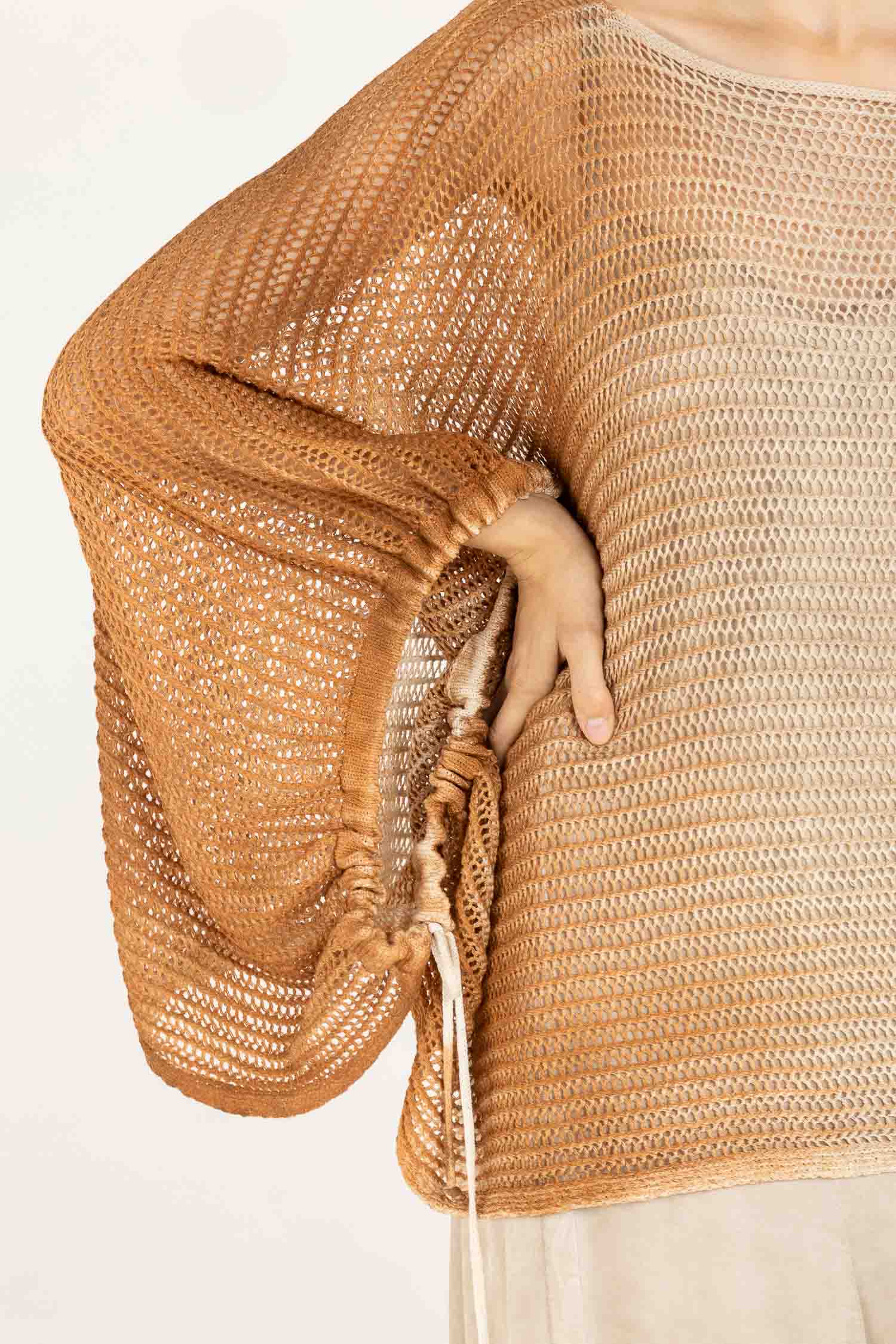 Sanctamuerte Maglieria Poncho Pullover Baumwolle Netz Degrade