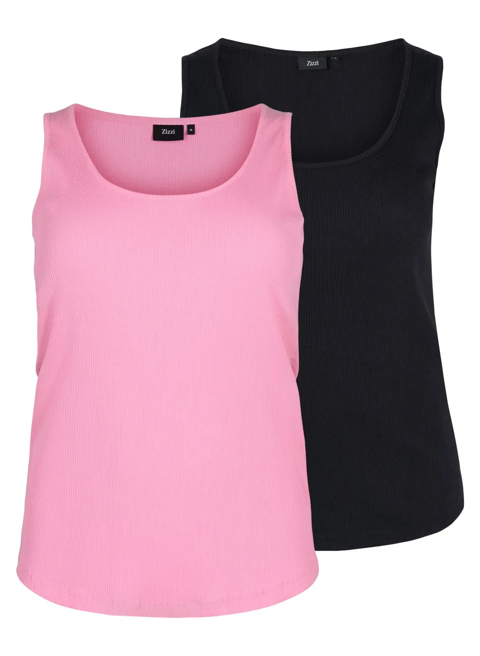 Zizzi T-Shirts Tops 2er-Pack Baumwolltops Ripp