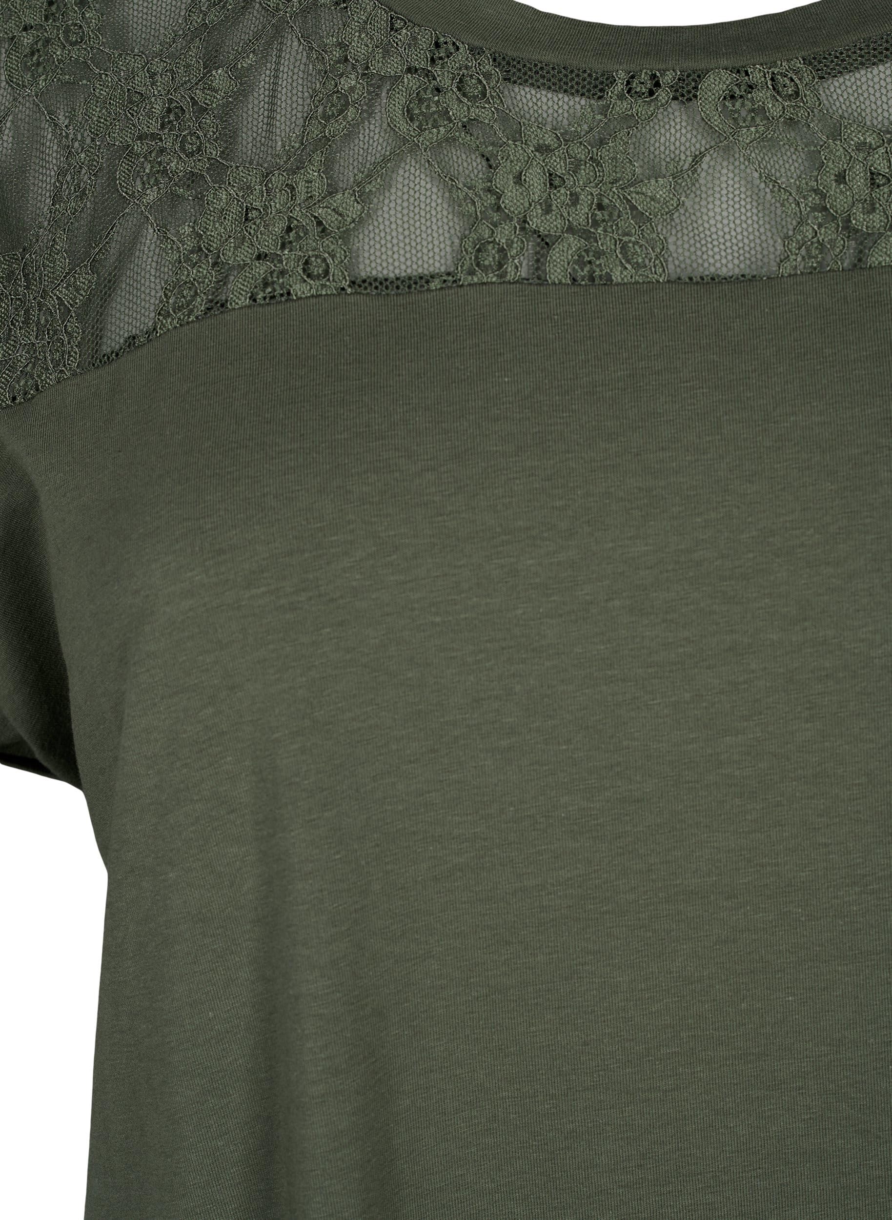 Zizzi T-Shirt Damen Große Größen Baumwolle Spitze