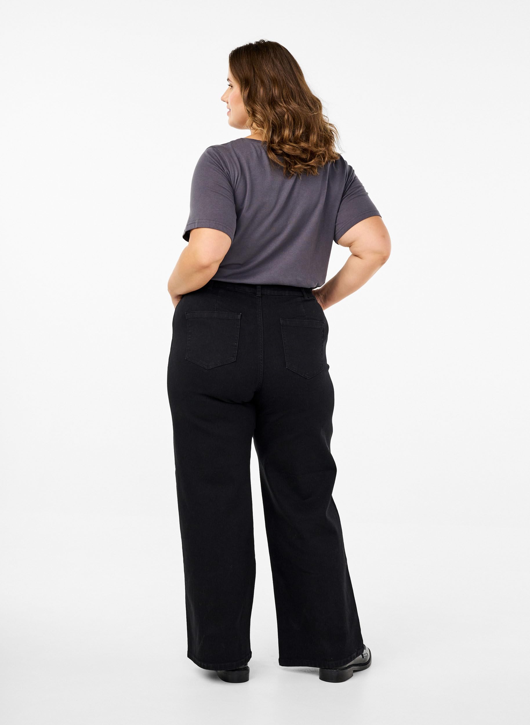 Zizzi Flash Jeans Damen Weites Bein High Waist Stretch