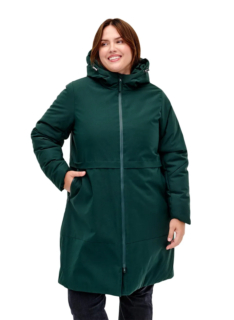Zizzi Winterjacke Kapuze A-Form Wasserdicht Große Größen