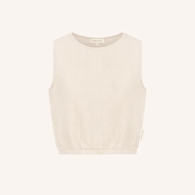 NORDLICHT Marie Musselin Crop Top Natur Bio-Baumwolle