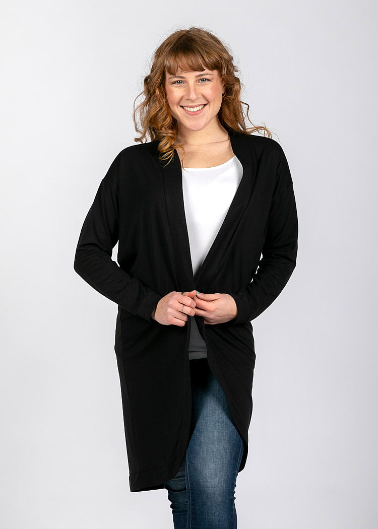 Wijld Maxi Cardigan Black Damen Strickjacke Schwarz Lyocell