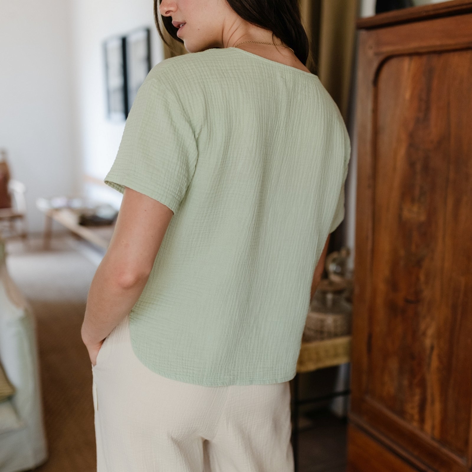 NORDLICHT Freja Musselin Shirt Kurzarm Bio-Baumwolle