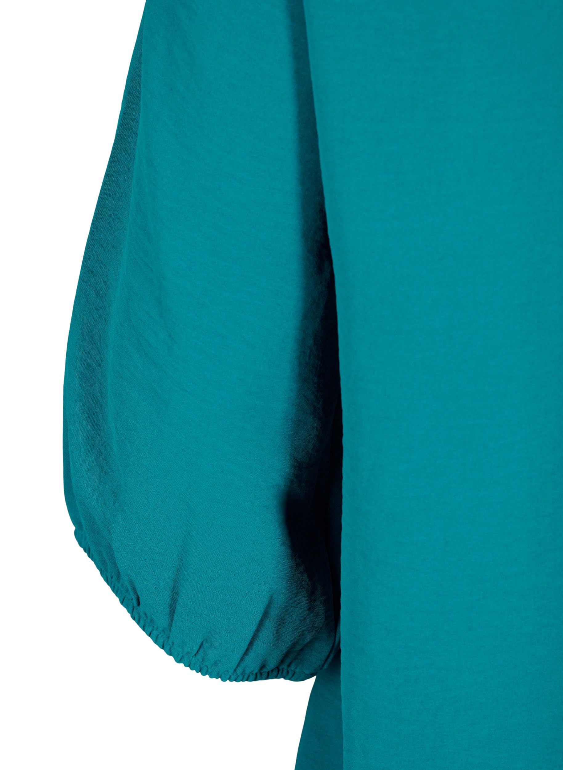 Zizzi Bluse Damen Smok Print 3/4 Ärmel V-Ausschnitt locker