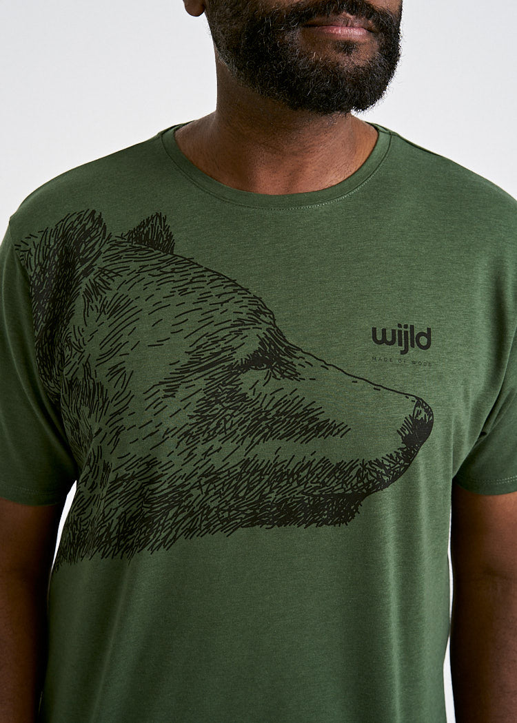 Wijld Bear WoodShirt Herren T-Shirt Print Holzfaser