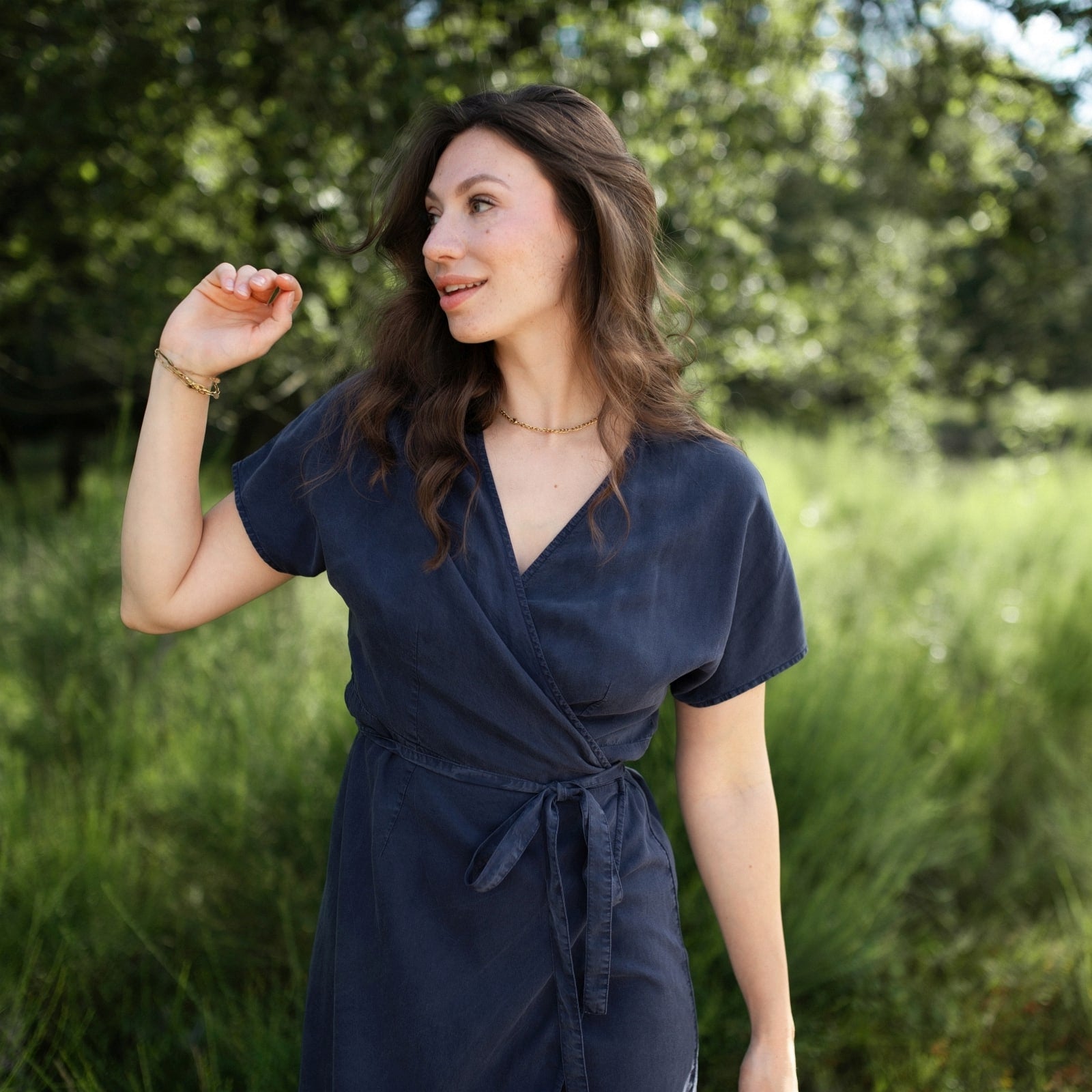 Nordlicht Tilda Wickelkleid blau aus Tencel