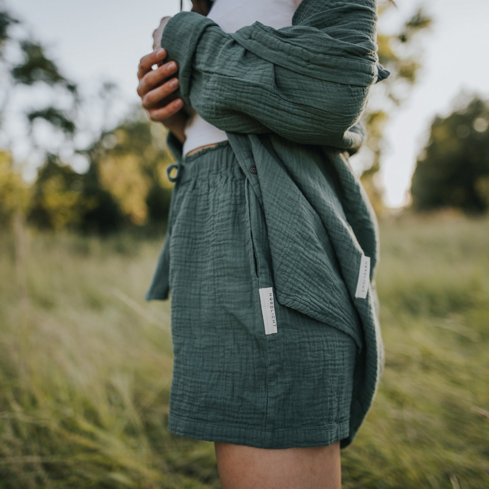 Nordlicht Leja Musselin Shorts Damen Grün locker