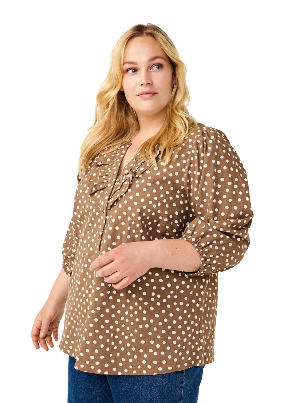 Zizzi Bluse Baumwolle 3/4-Ärmel Print große Größen