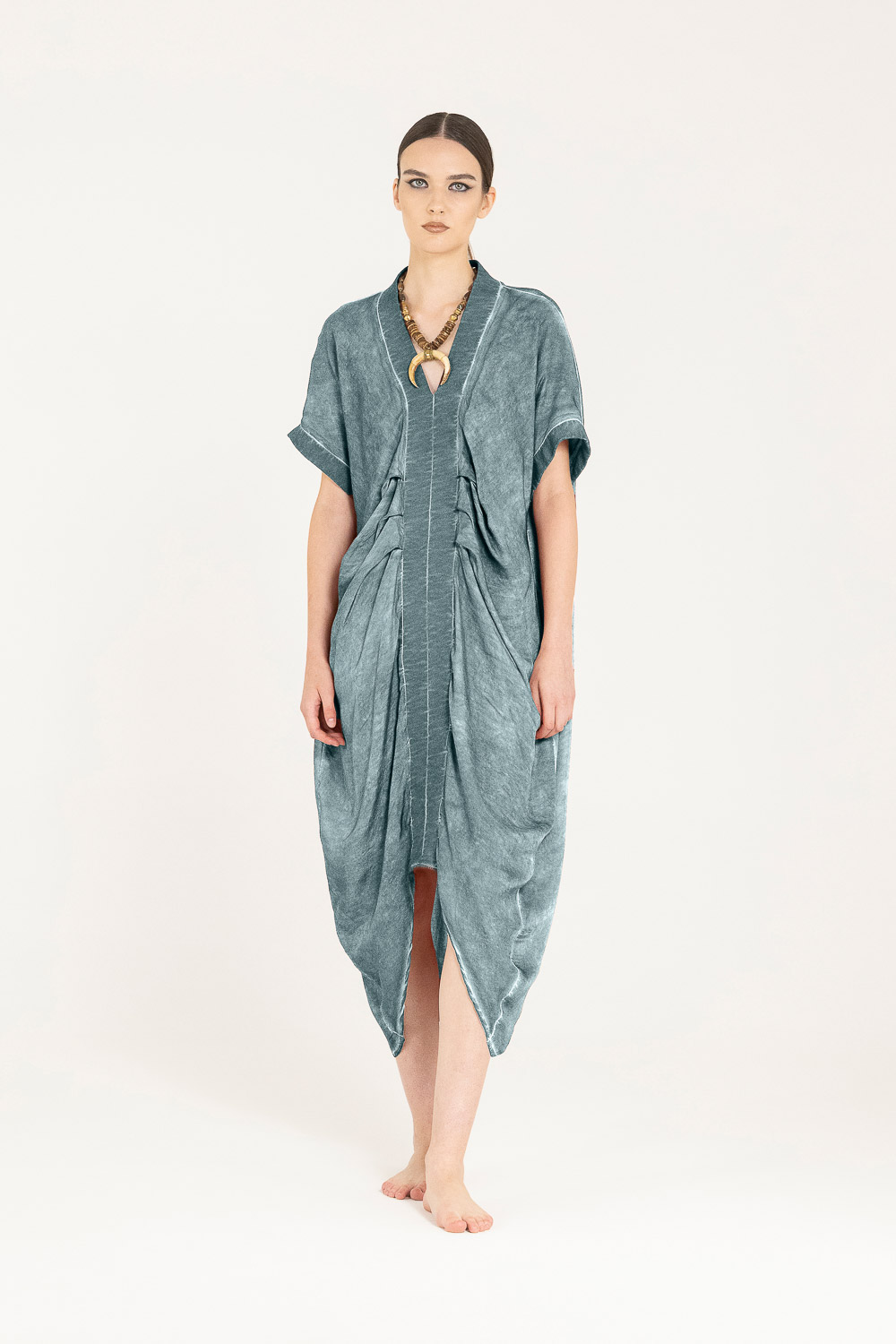 Sanctamuerte Abiti Loose Fit Kleid Baumwolle Kurzarm
